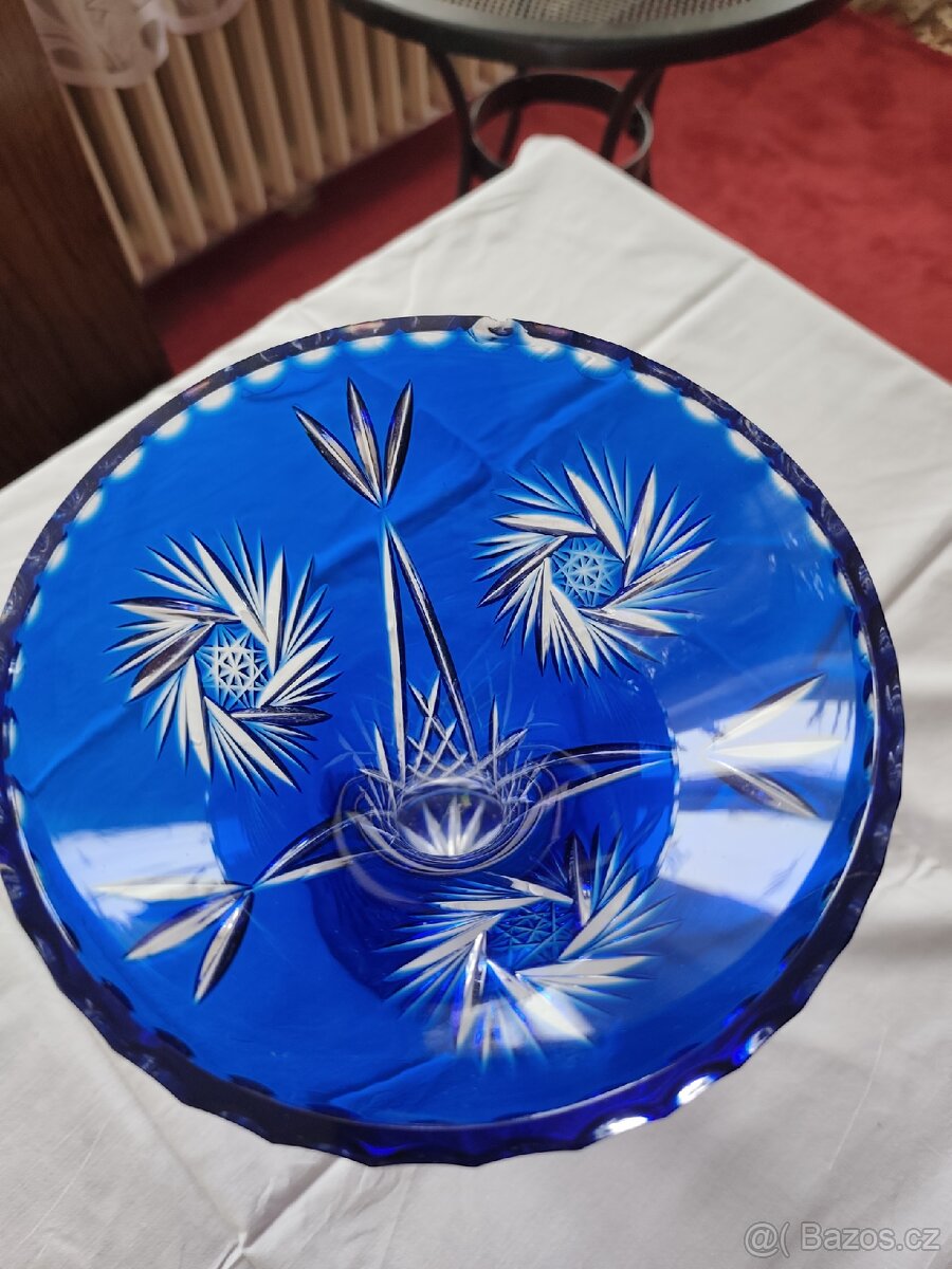 skleněná kobaltová váza - 4