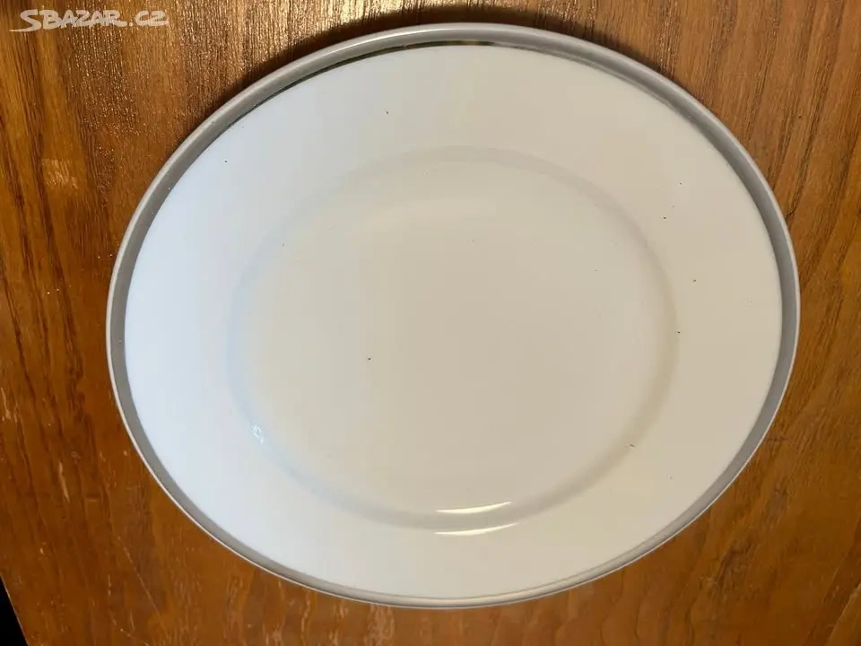 Sada mělkých retro talířů (6ks, stříbrný okraj) - 4