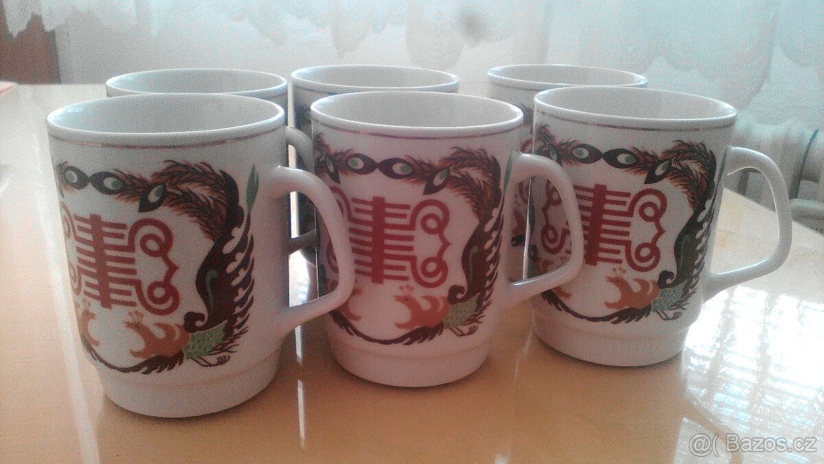 Vintage: keramické misky, hrnky, láz. pohárek, čaj. konvice - 4