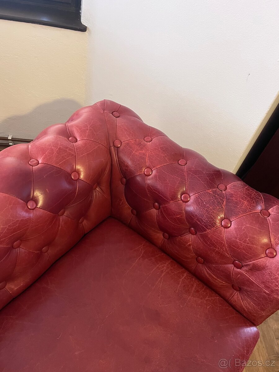 Chesterfield kožená sedačka - 4