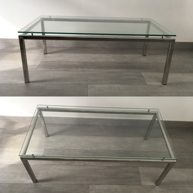 Konferenční nerezový skleněný stůl - 4