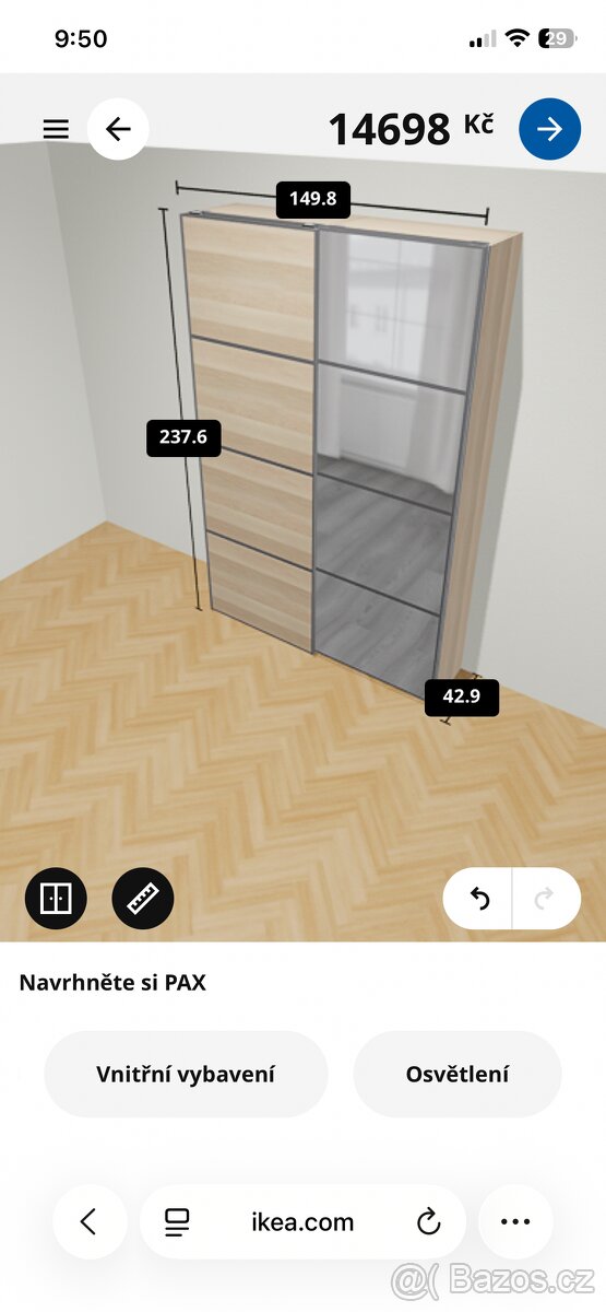 Skříň Ikea PAX 150x35x236cm - 4