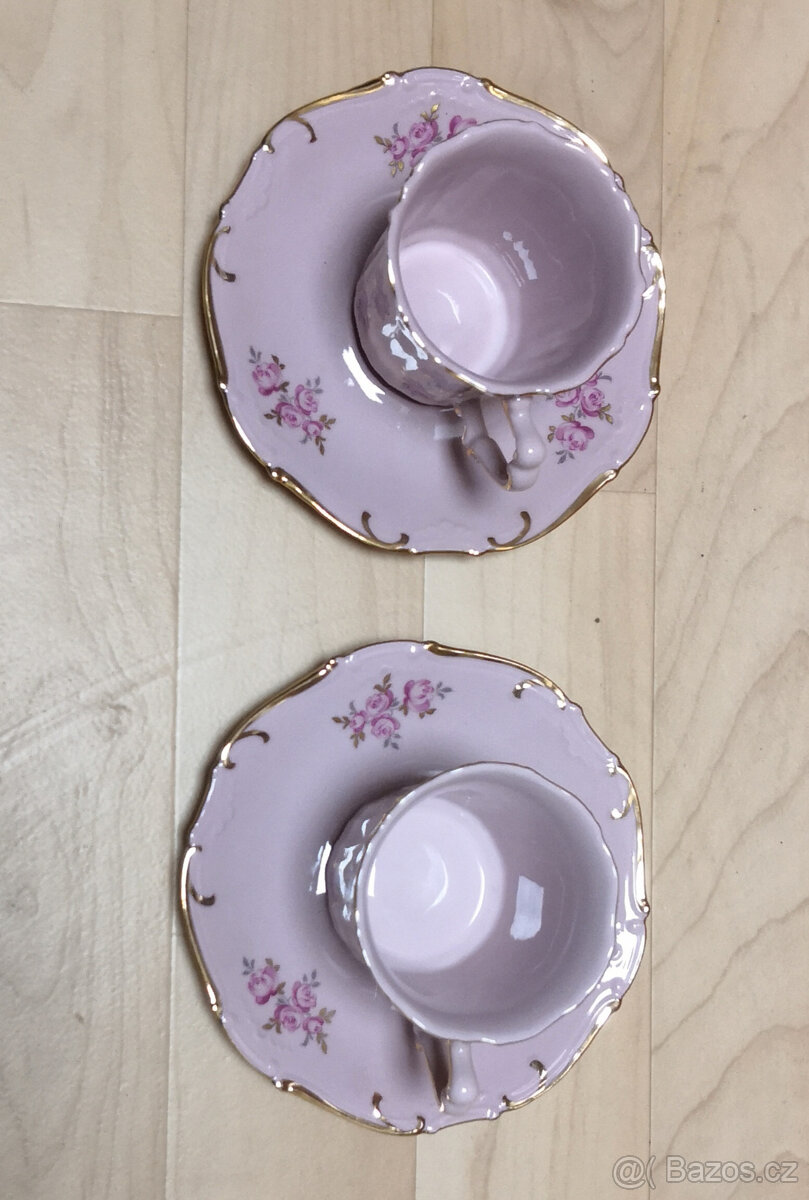 růžový porcelán - šálek s podšálkem Amis - 4