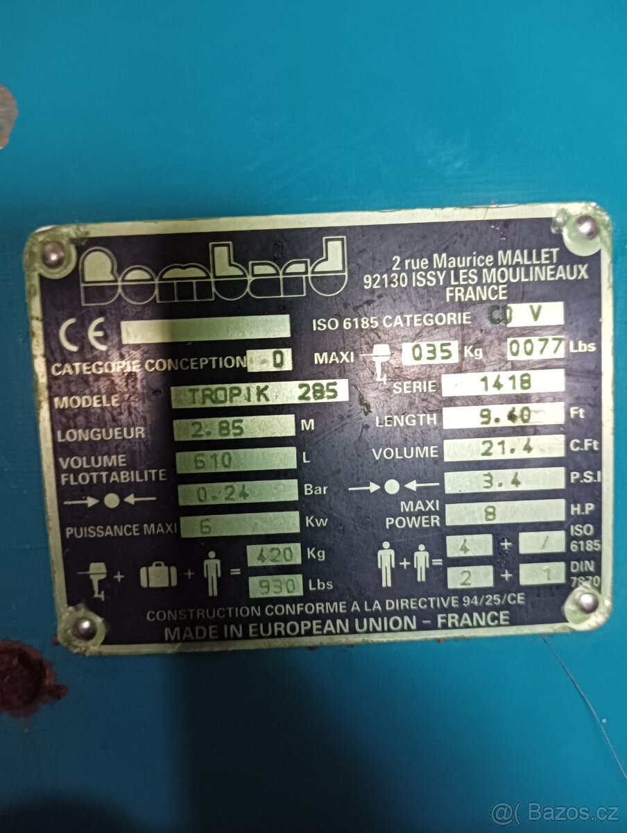 Nafukovací člun Tropik bombard 285 - 4