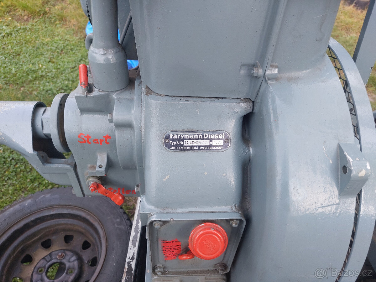 Stabilní motor zn. Farymann diesel 22 + kompresor - 4