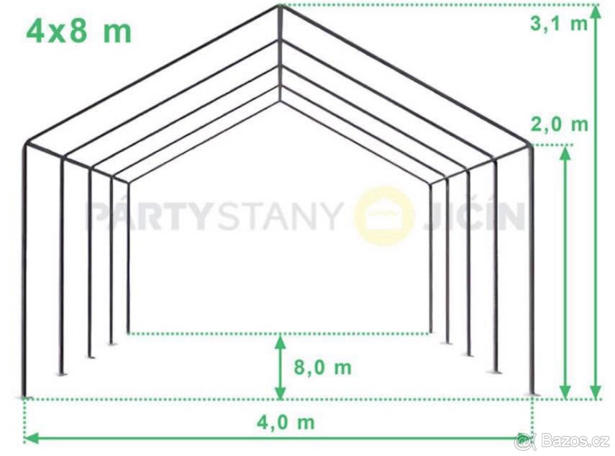 Párty stan 4x8 m - PVC Standard Ohnivzdorný - 4