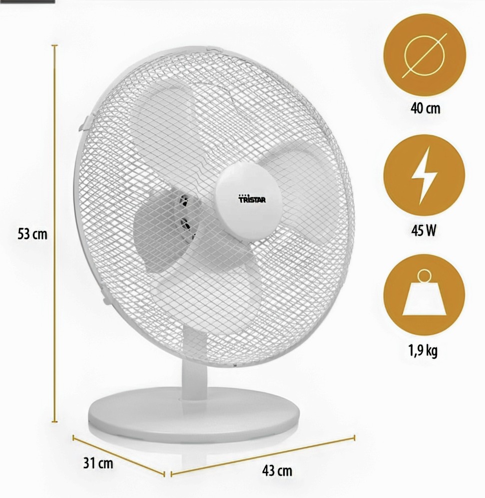 NOVÝ Stolní ventilátor. "Tristar".Průměr: 40 cm - 4