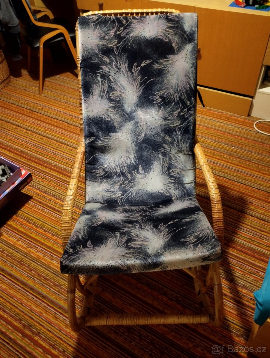 Ratanové houpací křeslo a koš - 4