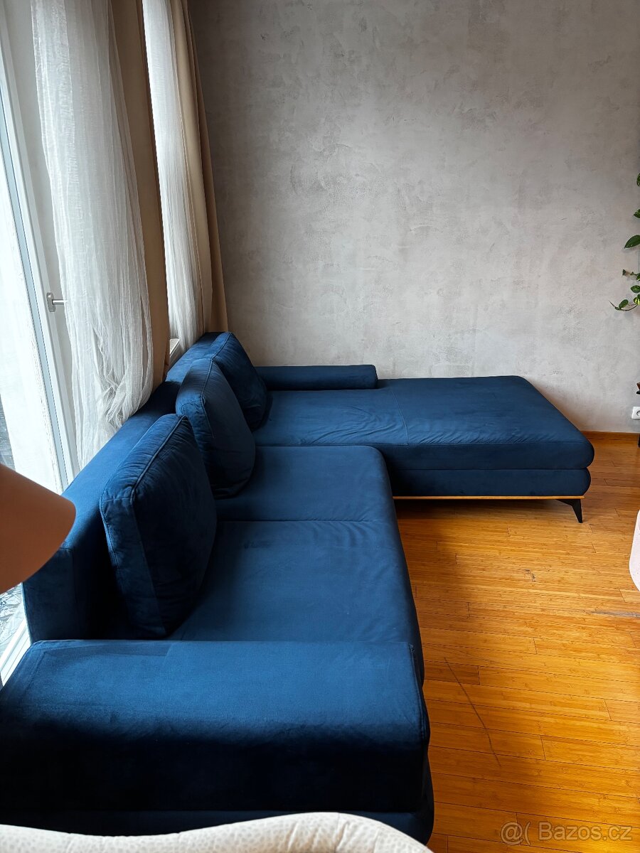 Rohová pohovka Planet z Bonami Semišová, Pravý roh - 4