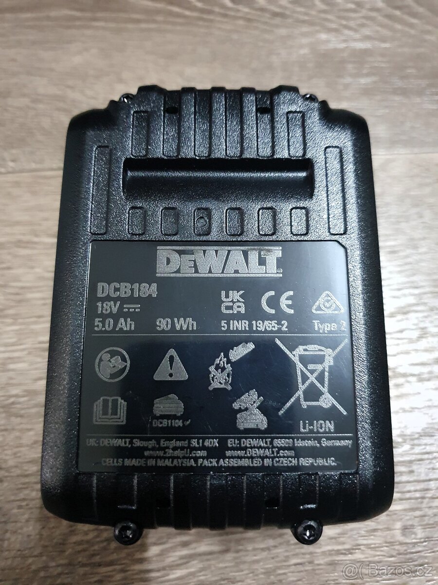 DEWALT DCB184 XR 18V 5,0Ah Li-Ion ORIGINÁLNÍ BATERIE NOVÉ - 4