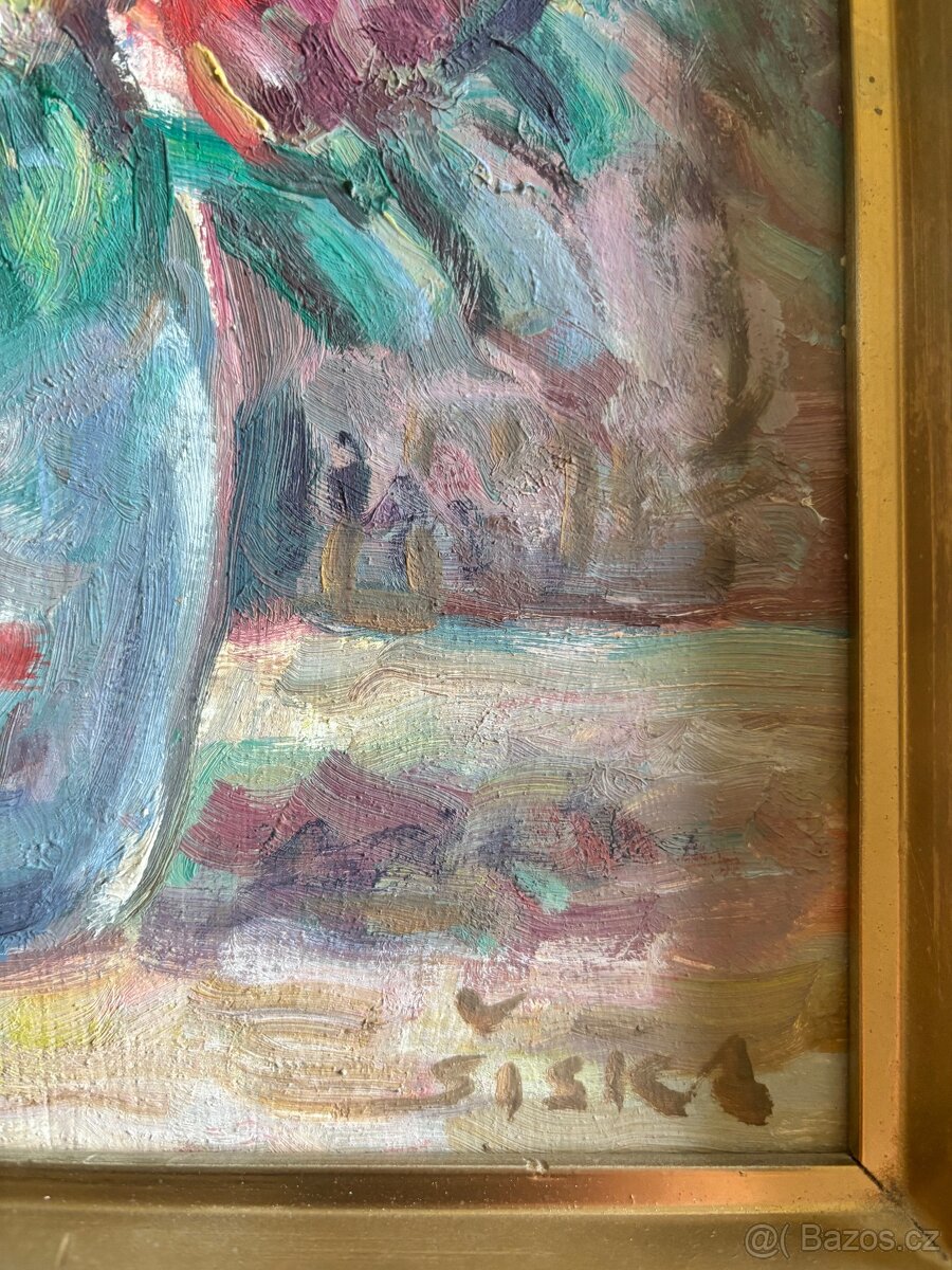 2 Obrazy Štefan Šiška staré oleje na plátně 57x37, 35x45 - 4