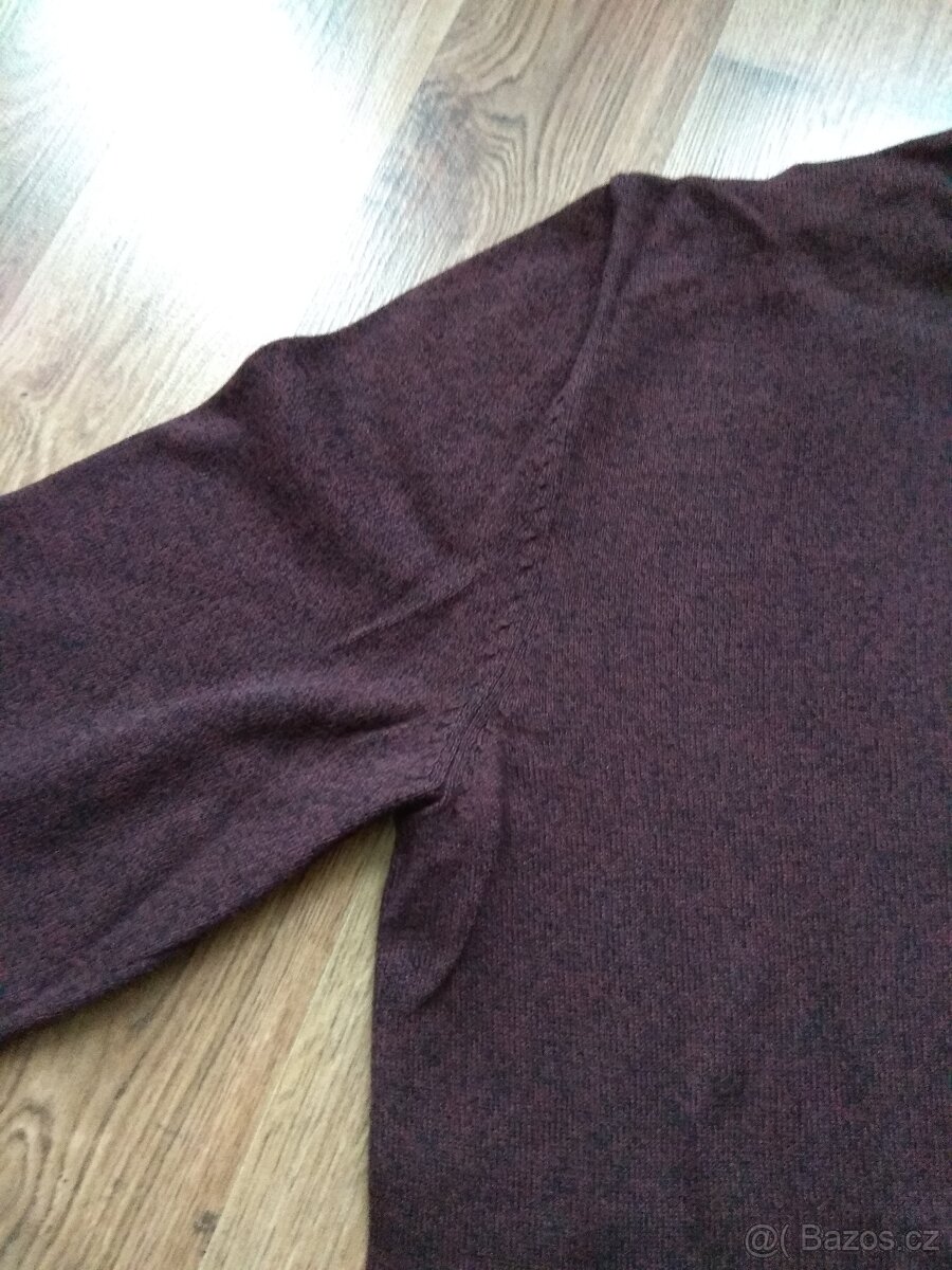 Nový pánský bavlněný svetr C&A - tmavě vínový, L - 4