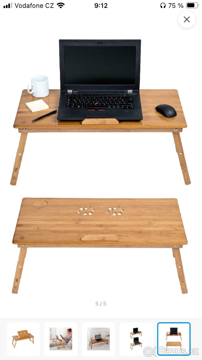 Stolek na notebook do postele 72x35x26 cm - 4