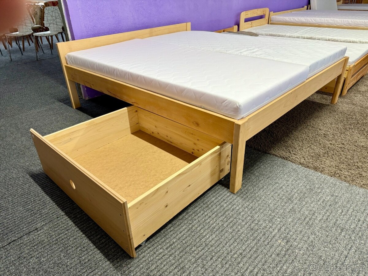 Manželská postel - zvýšená - masiv buk 180x200 - 4