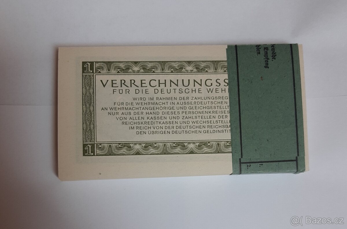 100 ks balíček Wehrmacht 1 Reichsmark 1944,UNC - 4