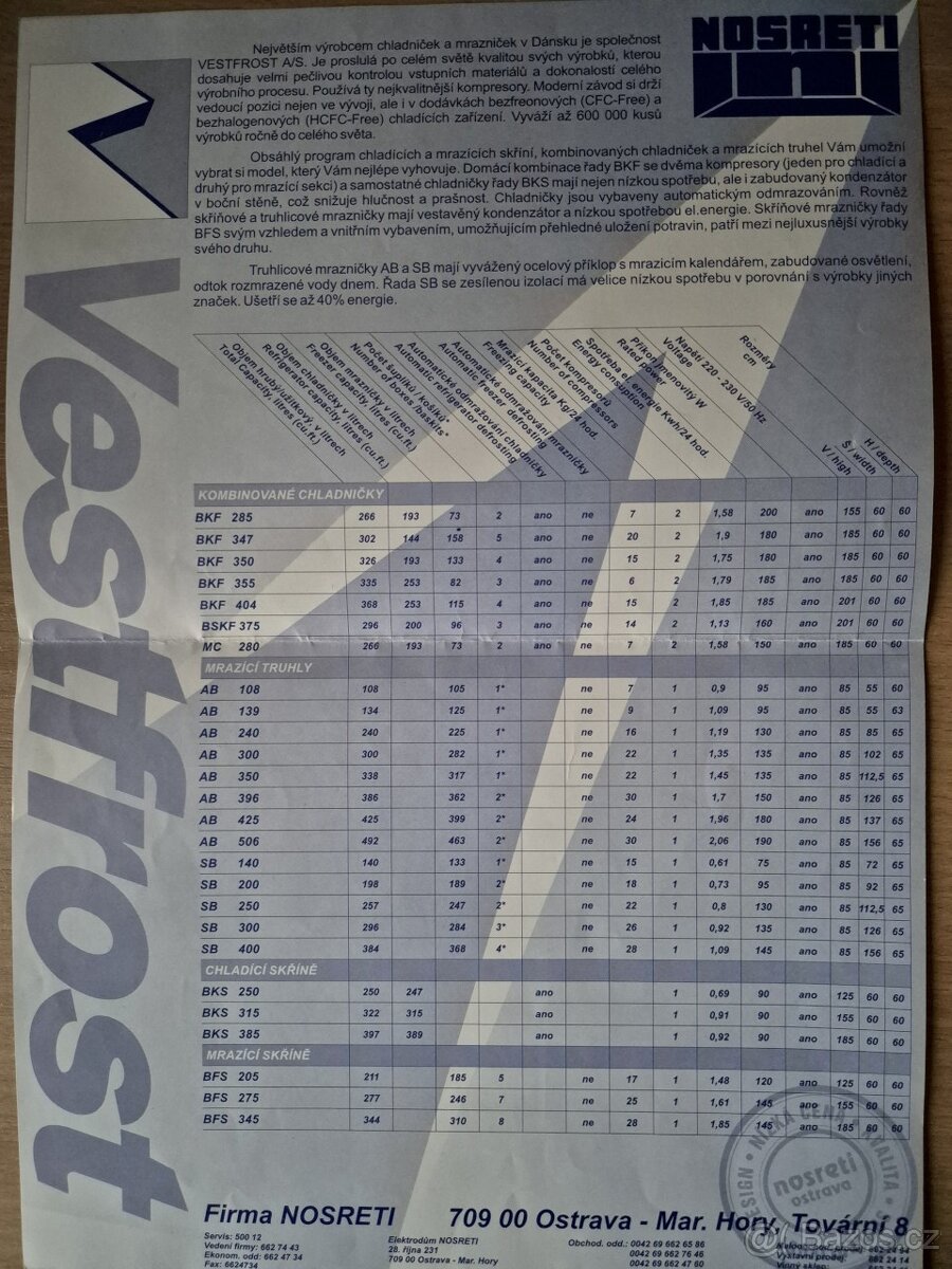 Lednice s mrazničkou Vestfrost BKF-350 - 4