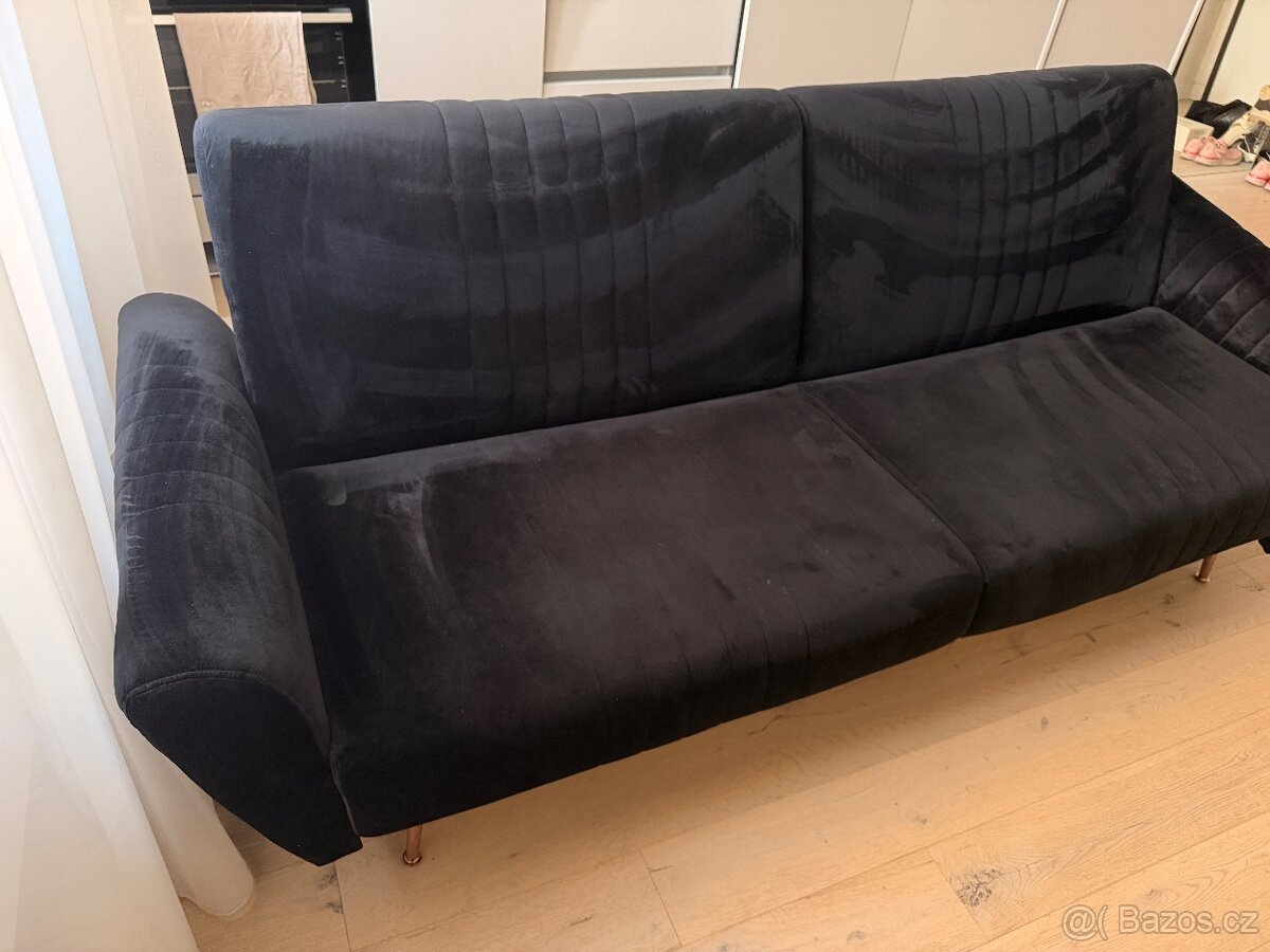 Semišová rozkládací pohovka - 4