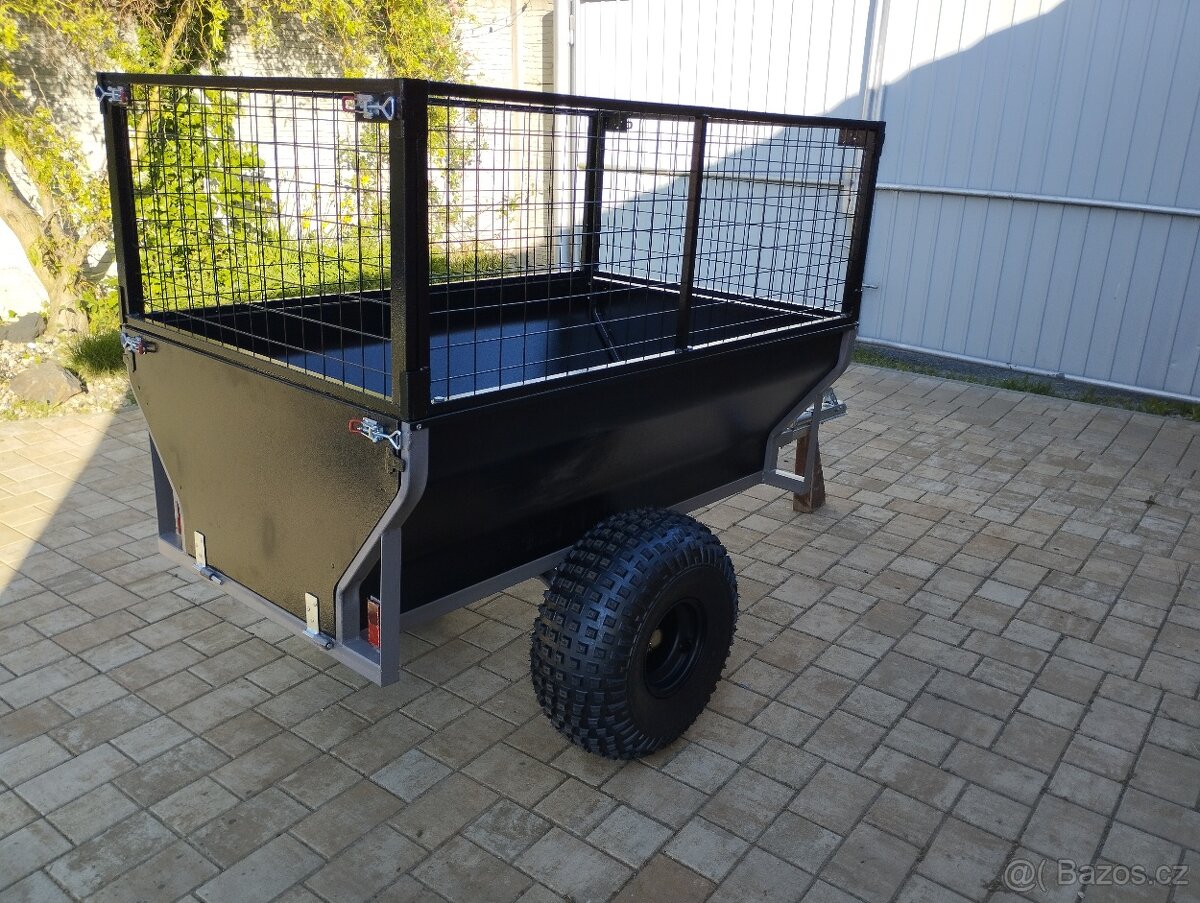 SHARK WOOD 550, vozík za čtyřkolku, černý + zvýšené bočnice