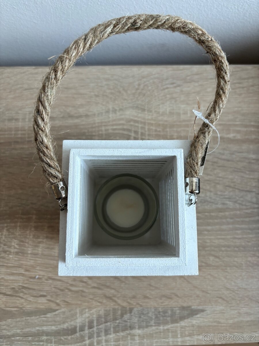 Dřevěný dekorační svícen + svíčky - 4