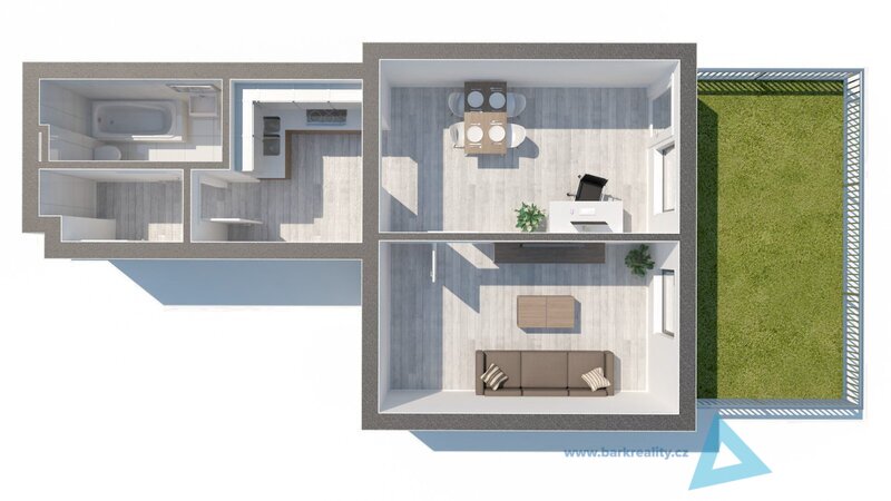 Prodej samostatného přízemního bytu 2kk se zahrádkou ve Vrch - 4