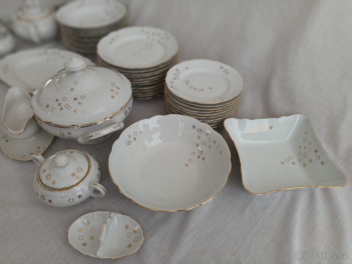 Jídelní servis retro velký zlacený - 4