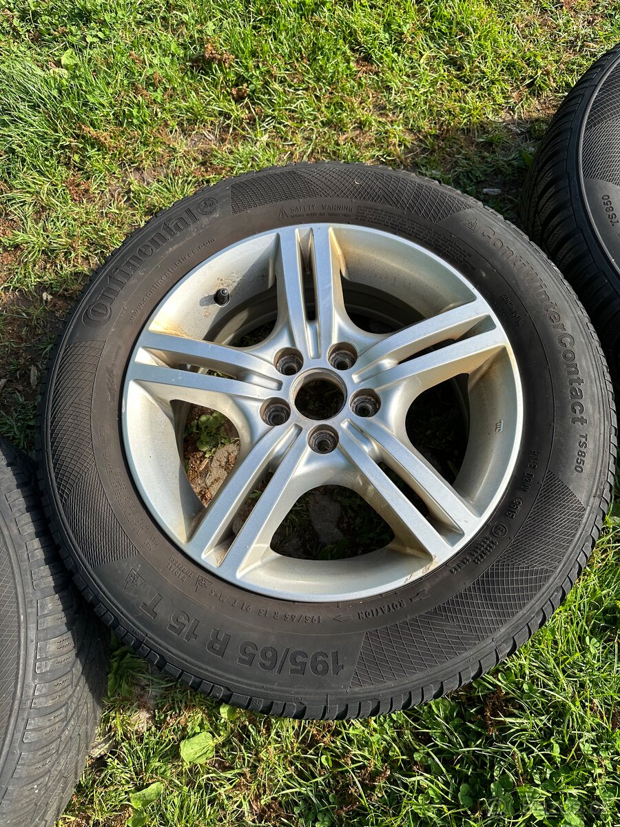 4x Alu kola 5x100 r15, ET 48, 6JJx15 + pneu 195/65 R-15 - 4
