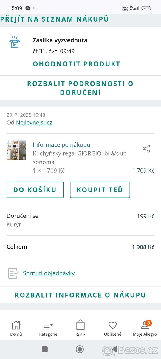 Kuchyňský regál GIORGIO, bílá/dub sonoma - 4
