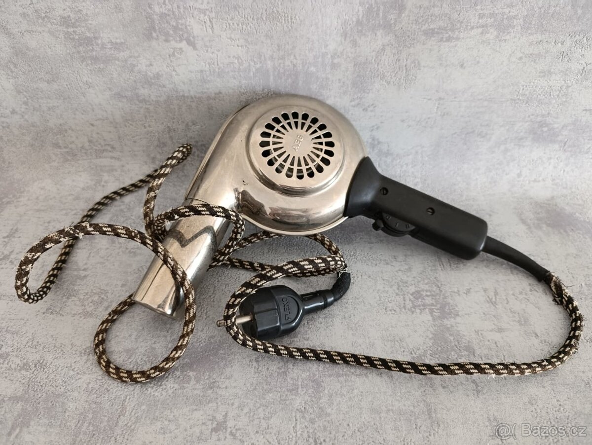 Starý značkový fén AEG - krásný, k dekoraci, do muzea,sbírky - 4