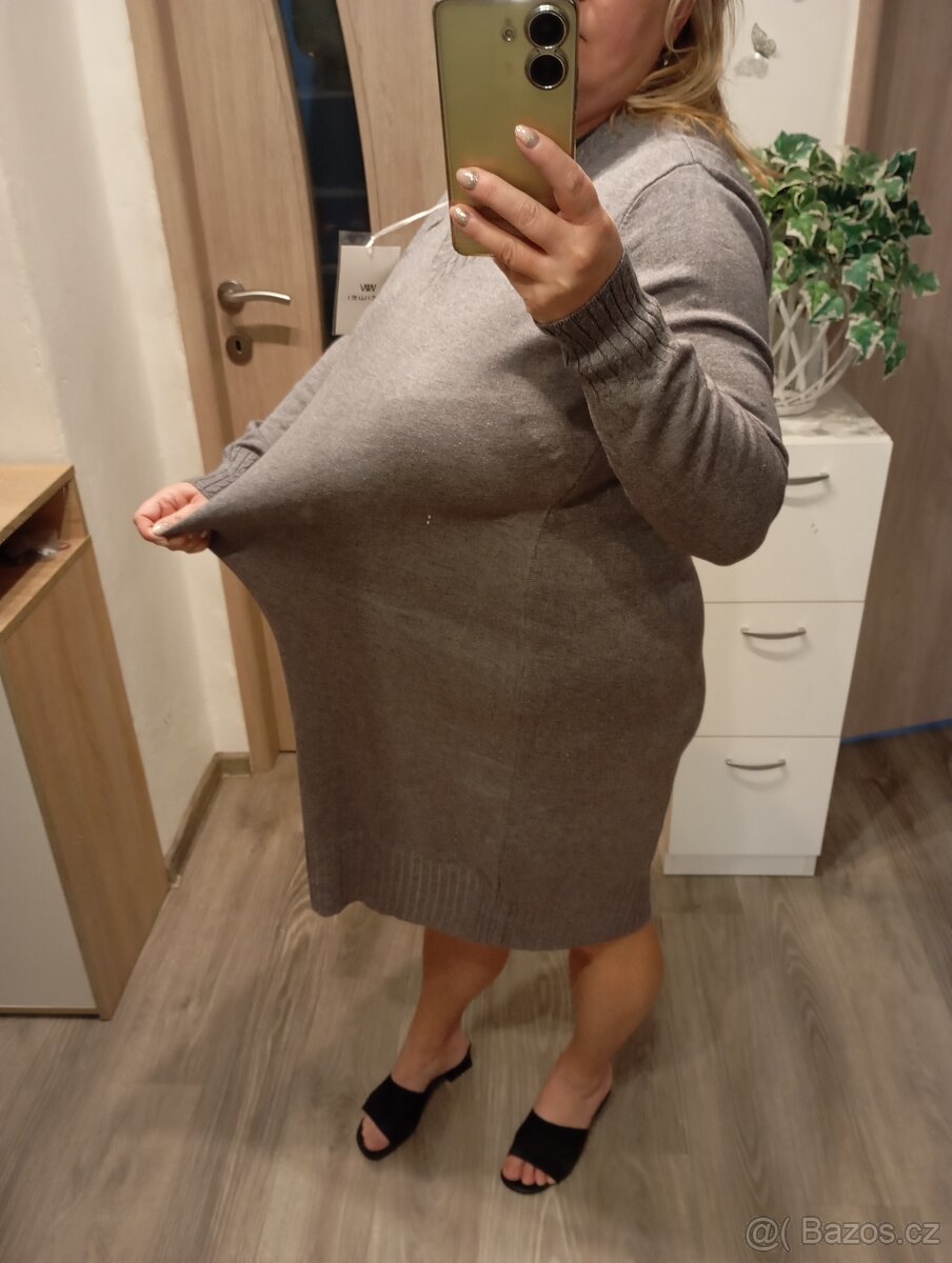 Šaty šedé úpletové - 4