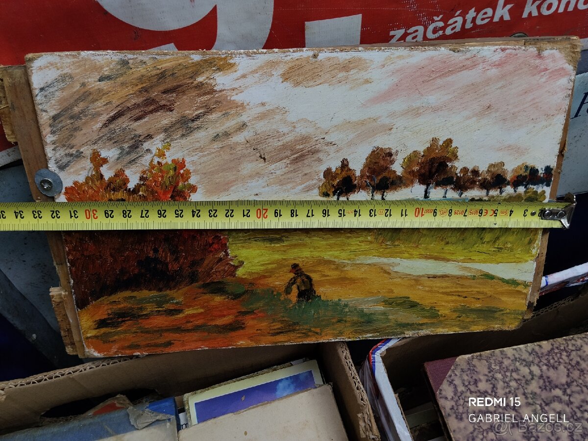 Podzimní Krajinka – Olej/Akryl na Dřevě 18 x 31 cm - 4