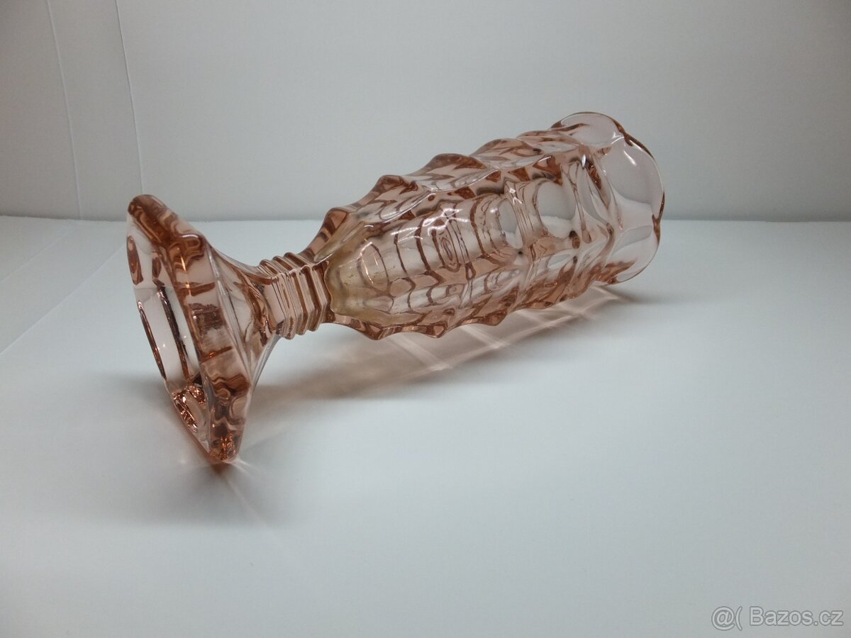 Art Deco rosalinová váza, R. Schotter Inwald. - 4