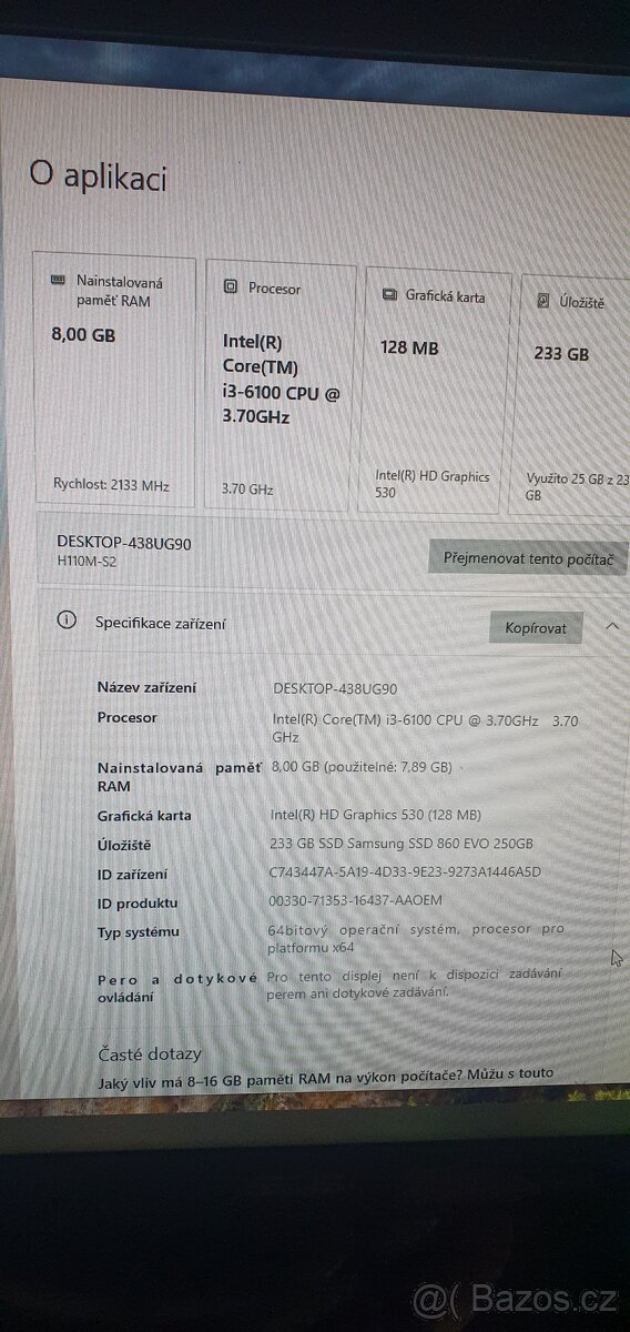 Počítač i3 /8GB/ 250GB s grafikou ASUS GeForce GT 730 - 4