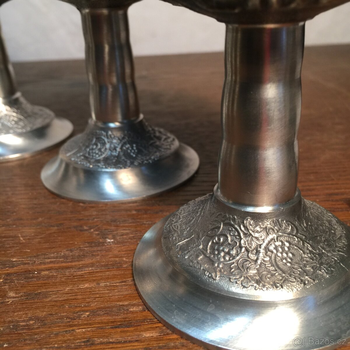 cínové číše zbobené poháry masivní 2 kg cínu TOP stav - 4