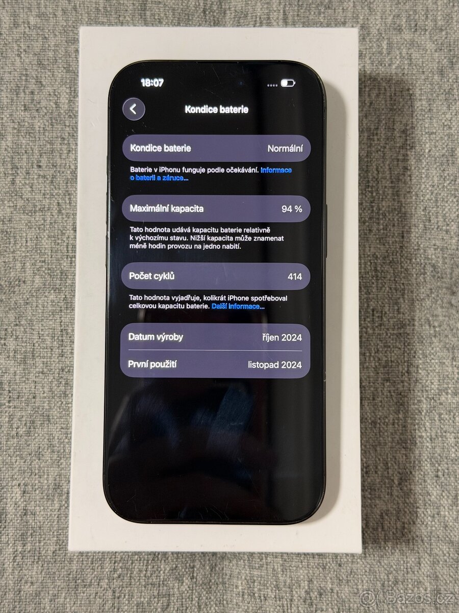 iPhone 16 Pro 128GB Černý, Baterie 94% - 4