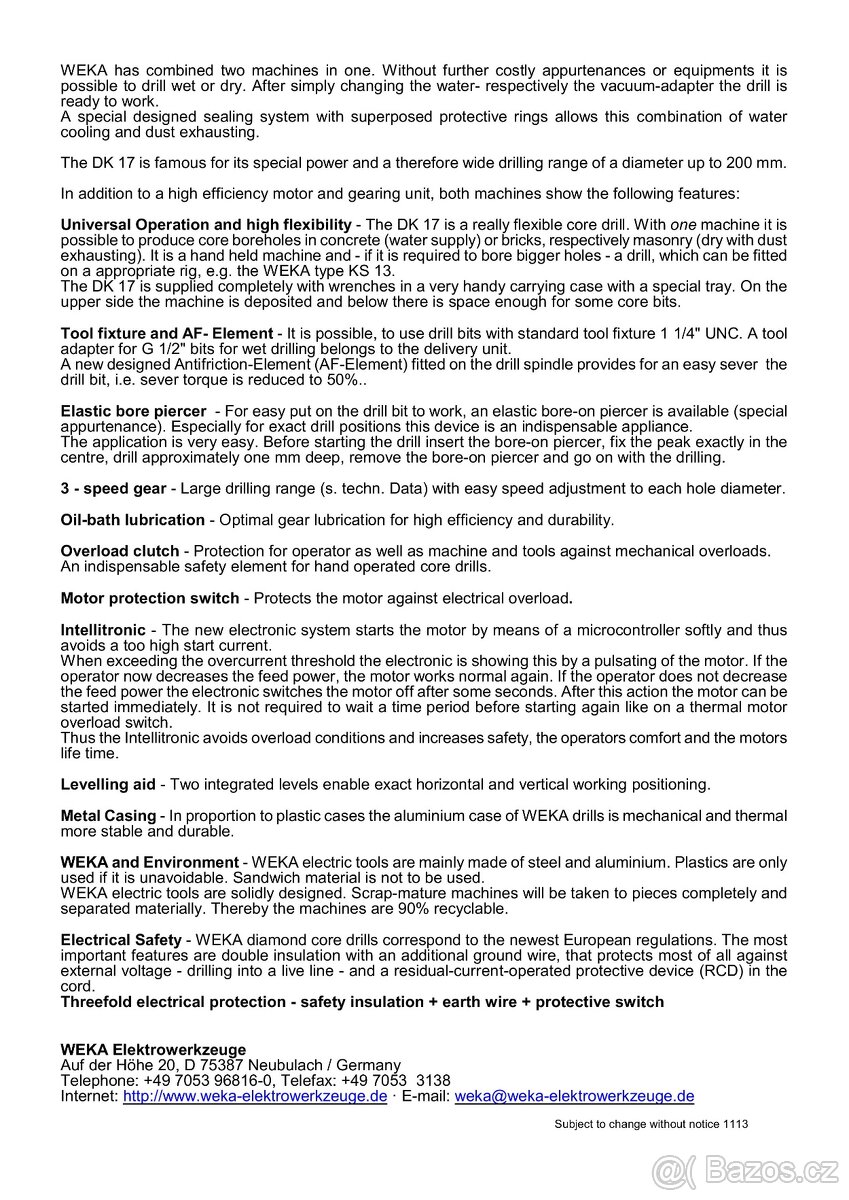 Jádrová ruční vrtačka WEKA DK 17 - 4