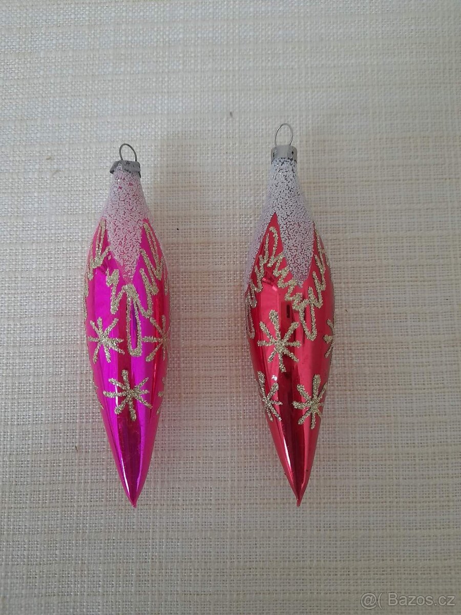 Sada 6 retro vintage barevných vánočních ozdob - 4