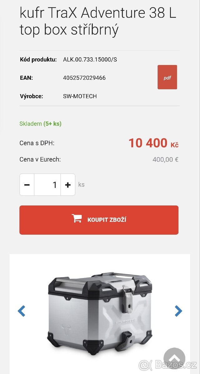 kufr TraX Adventure 38 L top box stříbrný - 4