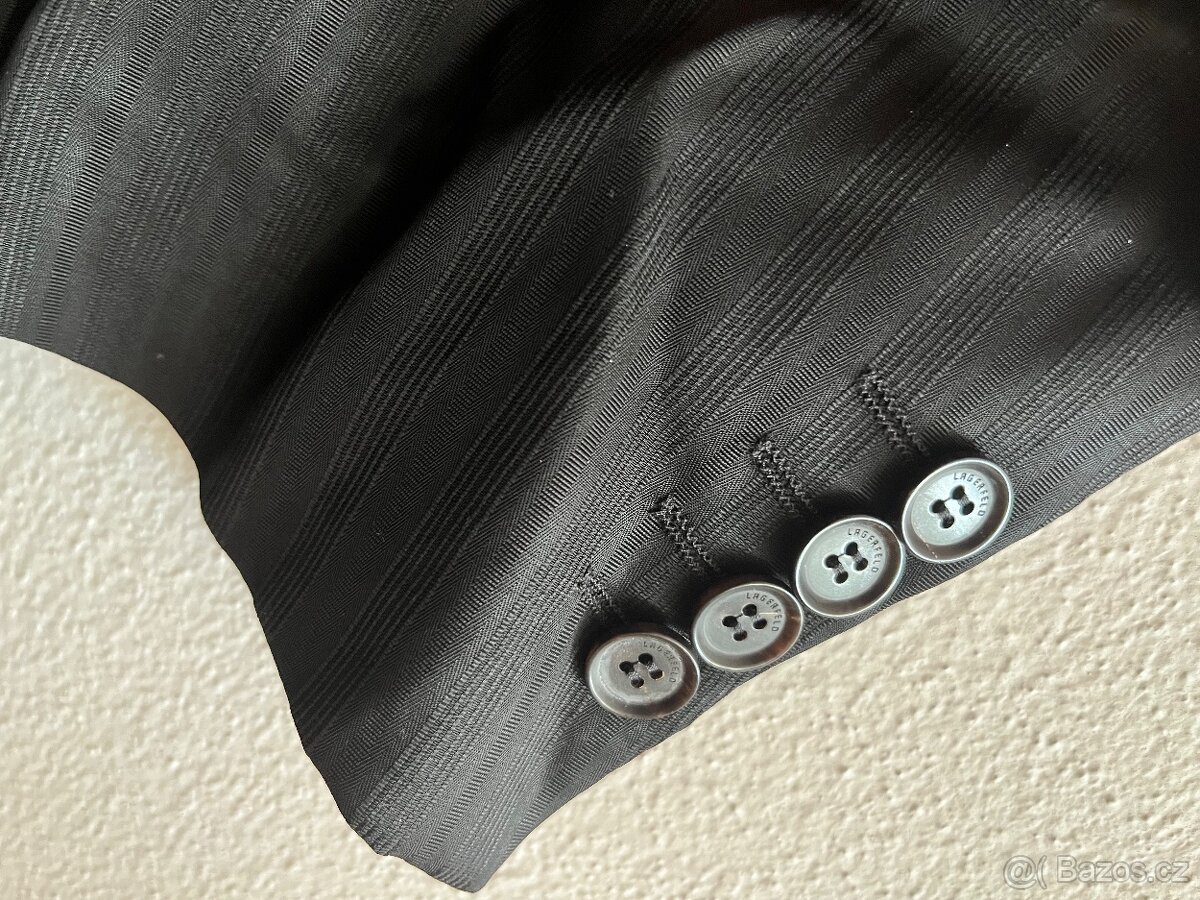 Lagrfeld černý oblek s shadow stripe - 4