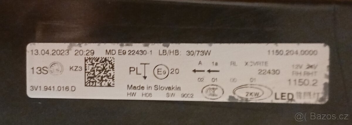 Světlo Škoda SUPERB III 3V1941016D - 4