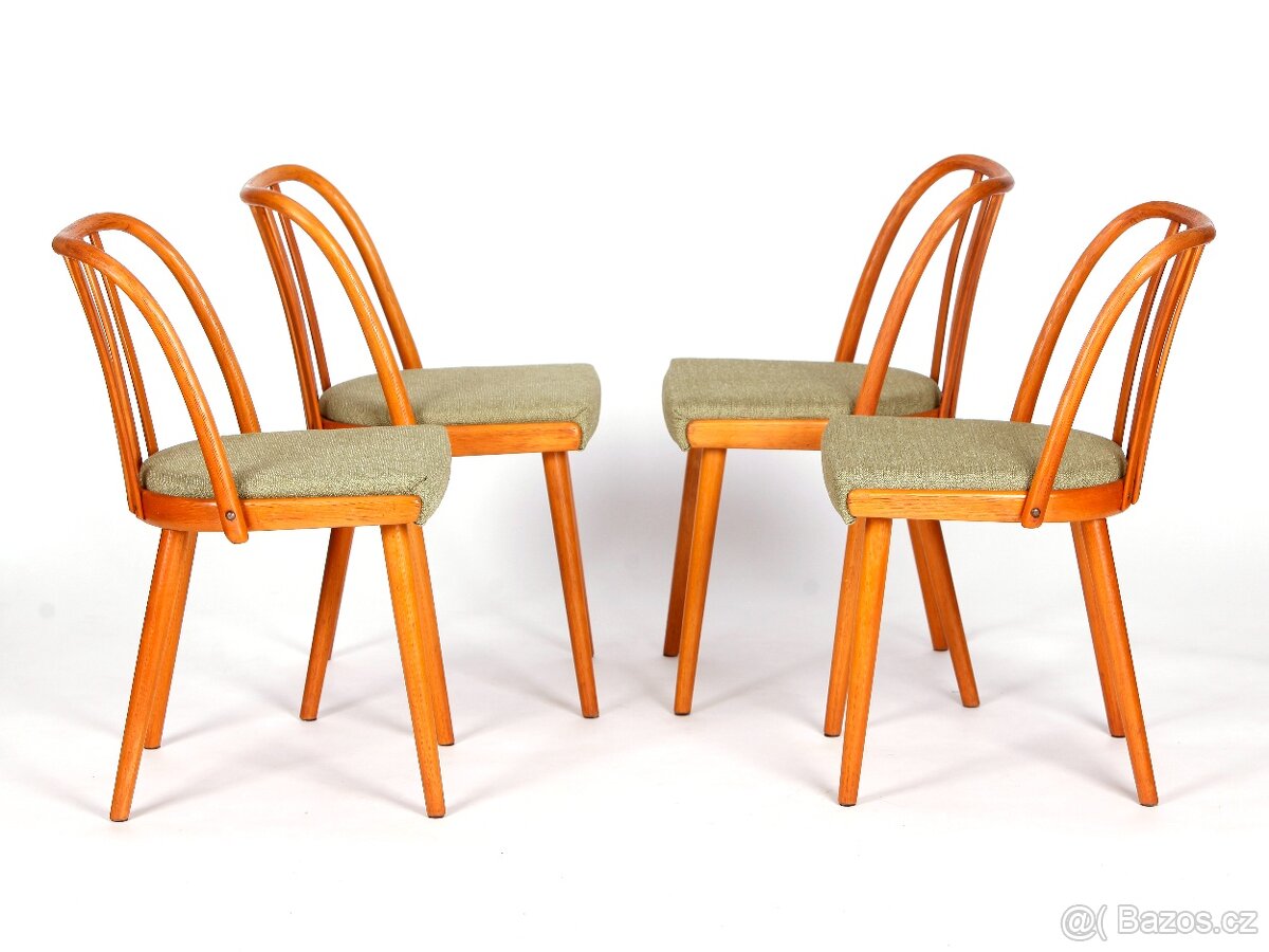A. Šuman, přečalouněné dubové židle TON 4 kusy. - 4