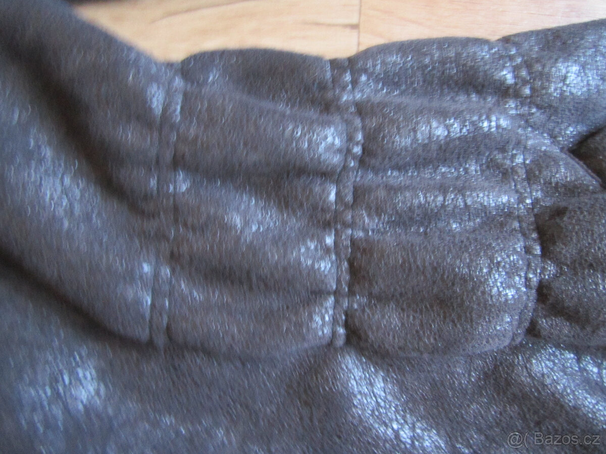 Zimní kabát s kožešinou uvnitř, M/L, zvenku semiš s patinou - 4