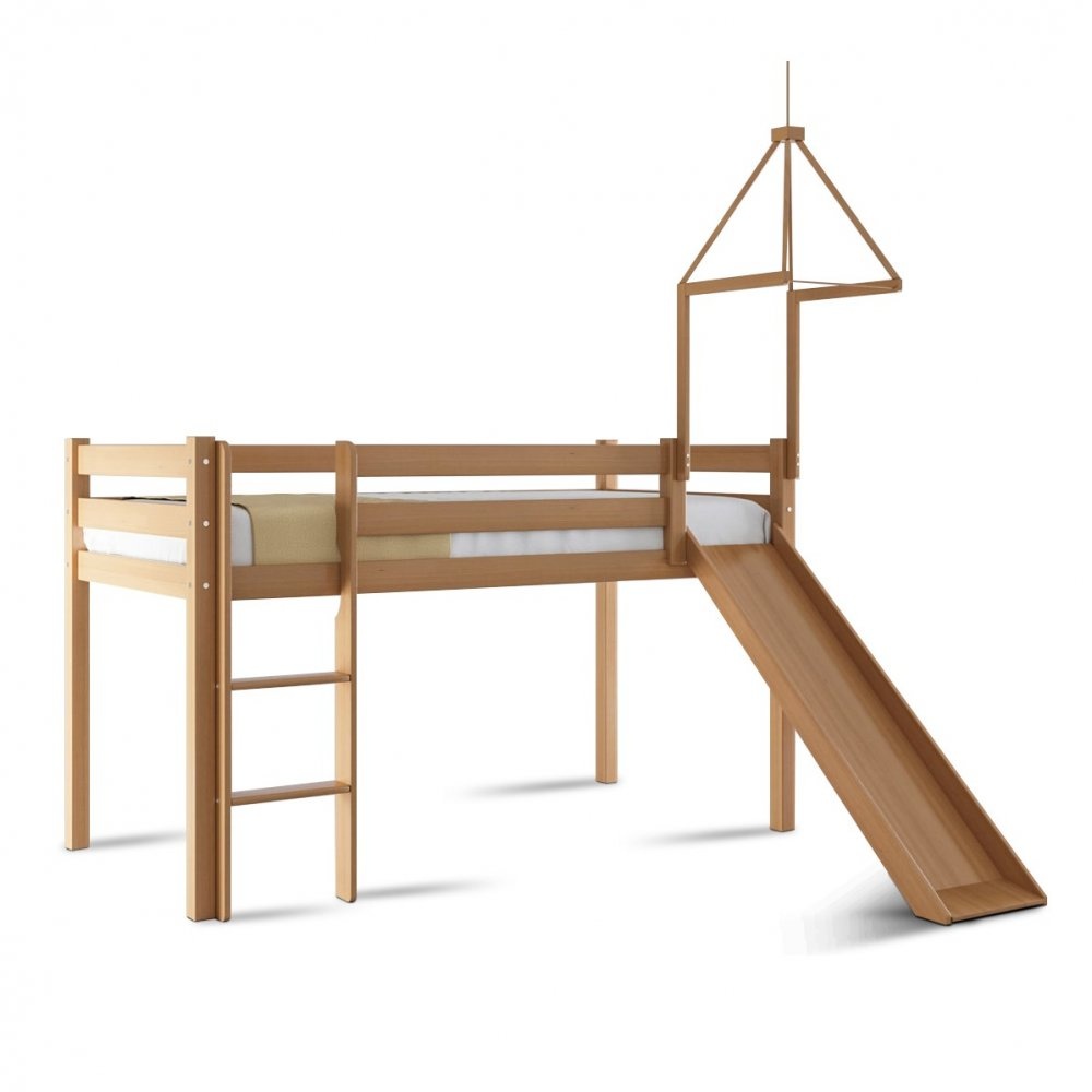 Krásná vyvýšená postel se skluzavkou masiv buk - 4