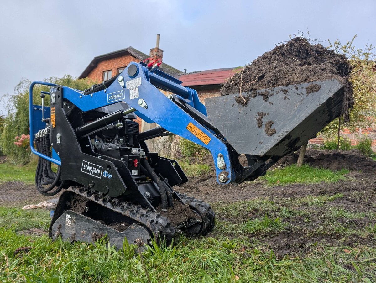 Pásový mini nakladač Scheppach MKL730 lopata+ paletové vidle - 4