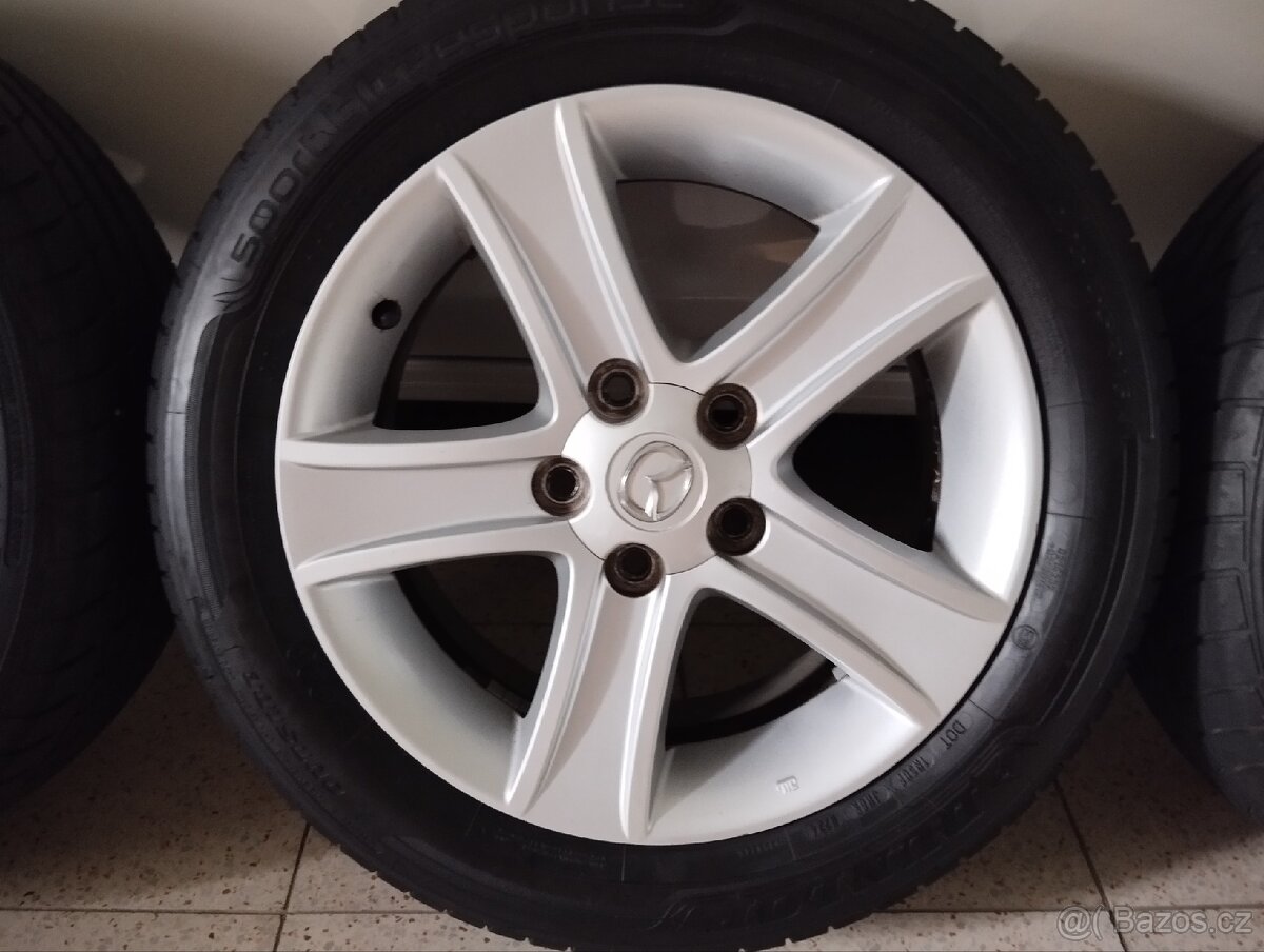 ALU 5x114,3 r16x7j ET 55, 205/55/16 zánovní Dunlop 7,5mm - 4
