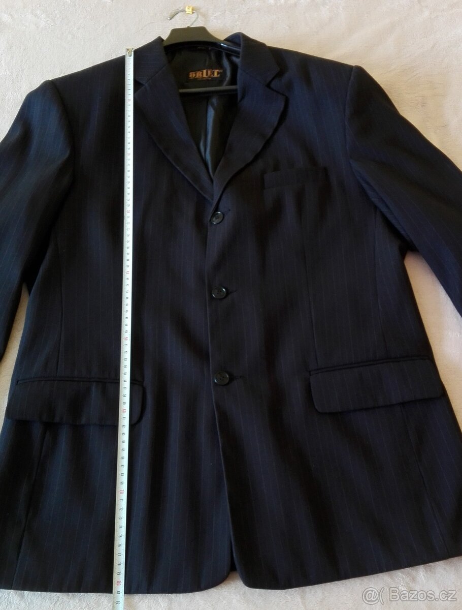 Pánský oblek černý s jemnými proužky - 4