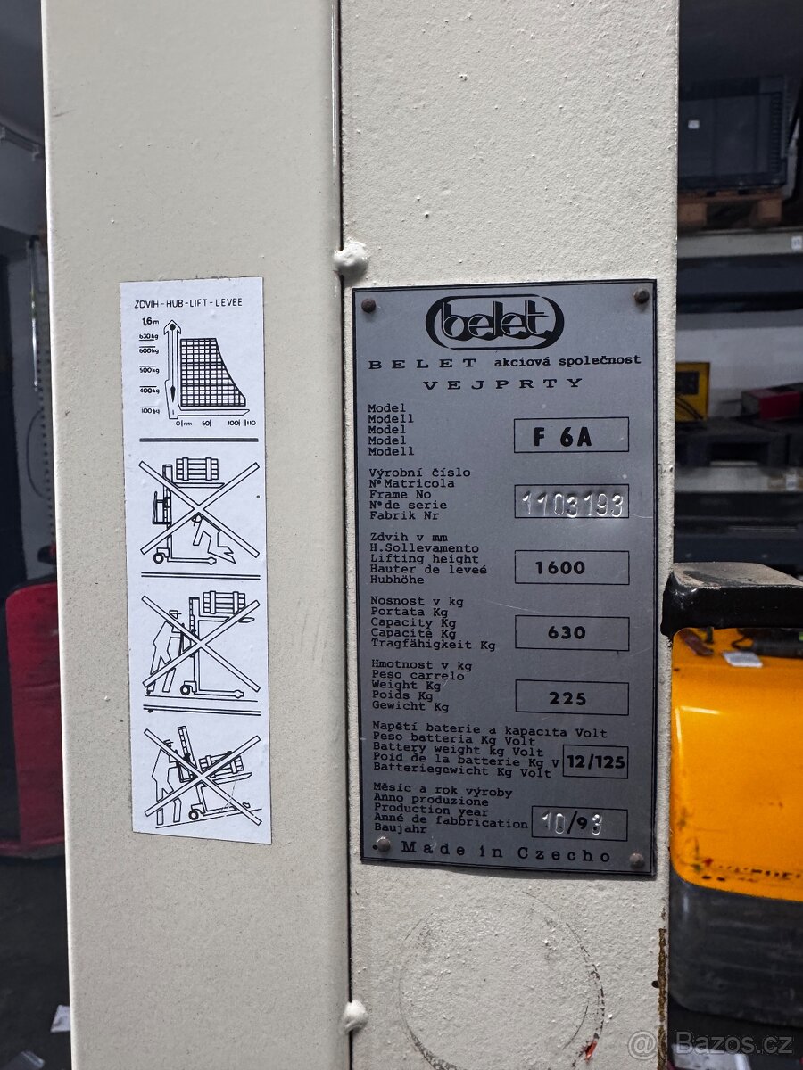 Ruční elektrický vysokozdvižný vozí BELET za 13000 - 4