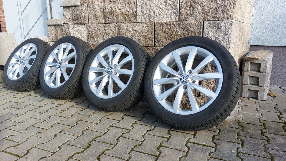 Alu kola 5x112 r17 Dijon orig. Vw Golf VII - zimní pneu - 4