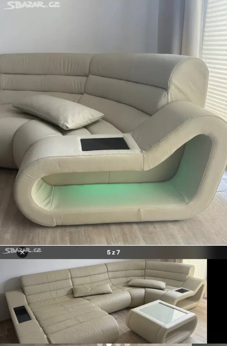 Kožená velká sedací souprava - 4