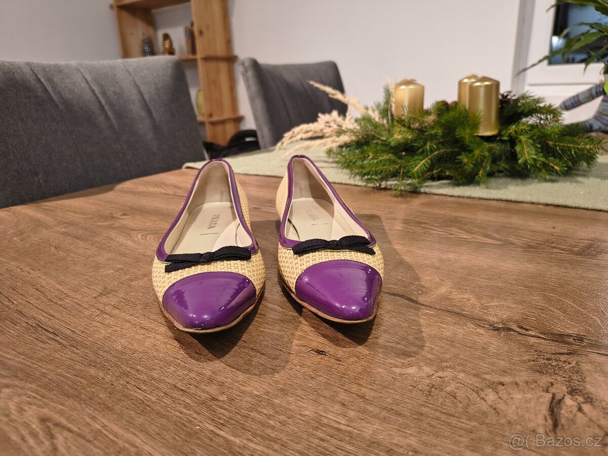PRADA Raffia Colorblock Baleríny - Velikost 40 - 4