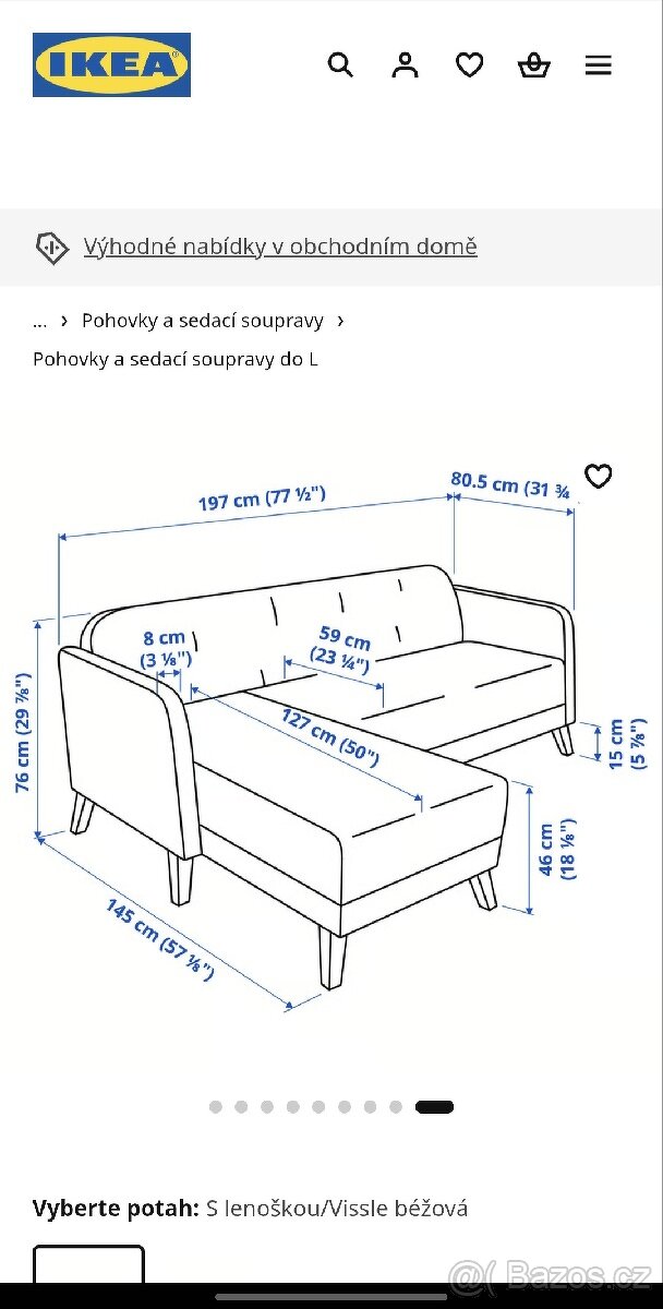 Prodám gauč Ikea Linanãs - 4